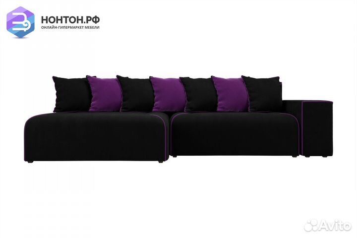 Диван угловой тик-так Кёльн микровельвет черный