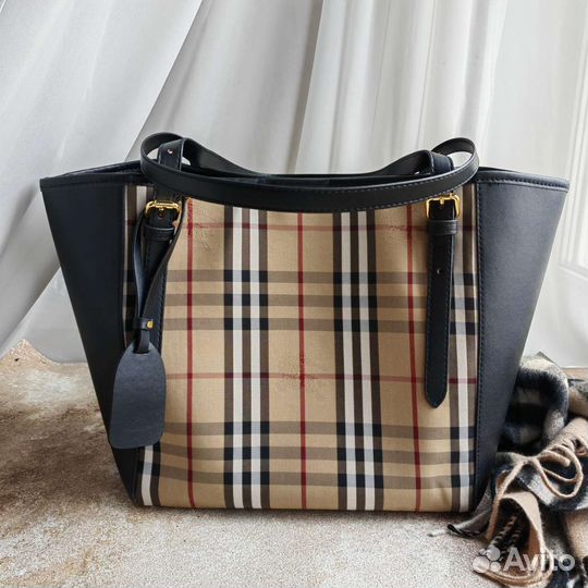 Новая женская сумка шоппер Burberry клетчатая