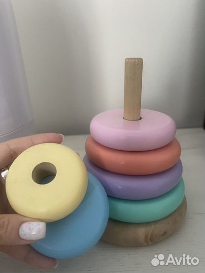 Пирамидка +радуга деревянные
