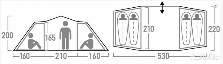 Палатка 4х-местная Outventure Twin Sky 4
