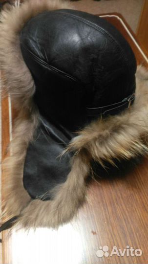 Шапка кожаная натуральный мех