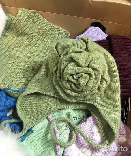 Шапка и шарф комплект кашемир на 1-4 года