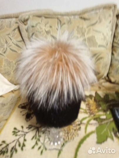 Шапка новая,вязаная норка с чернобуркой