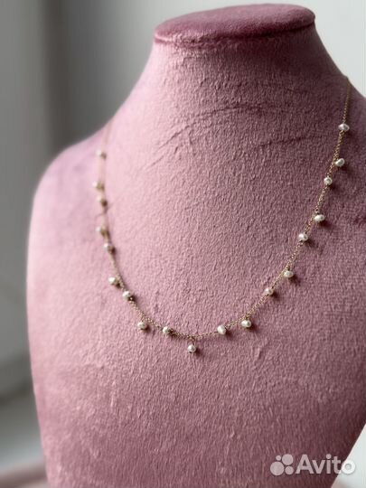 Колье серебро 925 с жемчугом новое