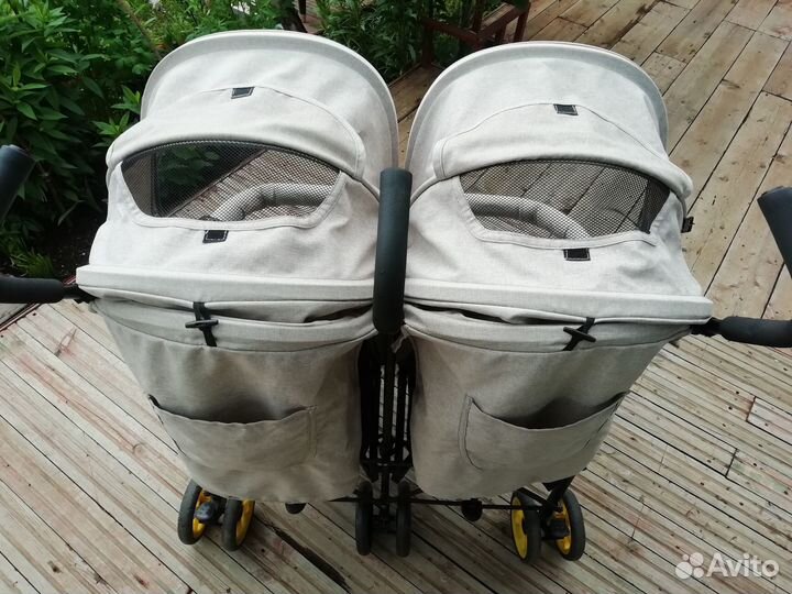 Прогулочная Коляска-трость для двойни Индиго