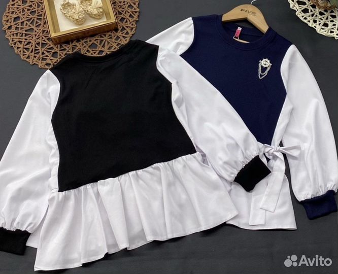 Школьные блузки обманки для девочек, 134-152