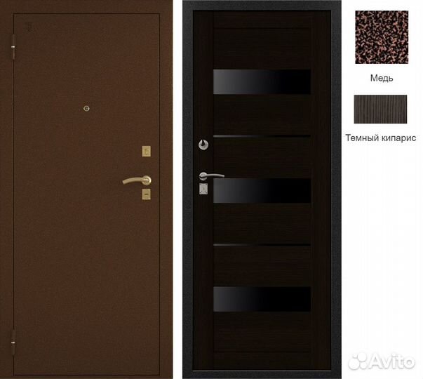 Дверь тс-царга 860х2050 L медь/Прага/мд/черный акр