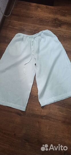 Брюки кюлоты женские льняные белые