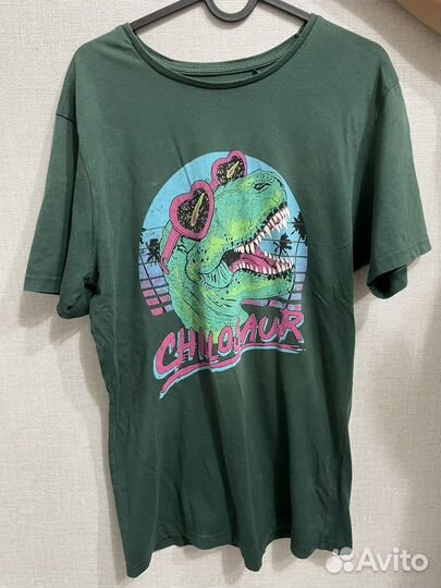 Футболка мужская befree с динозавром зеленая