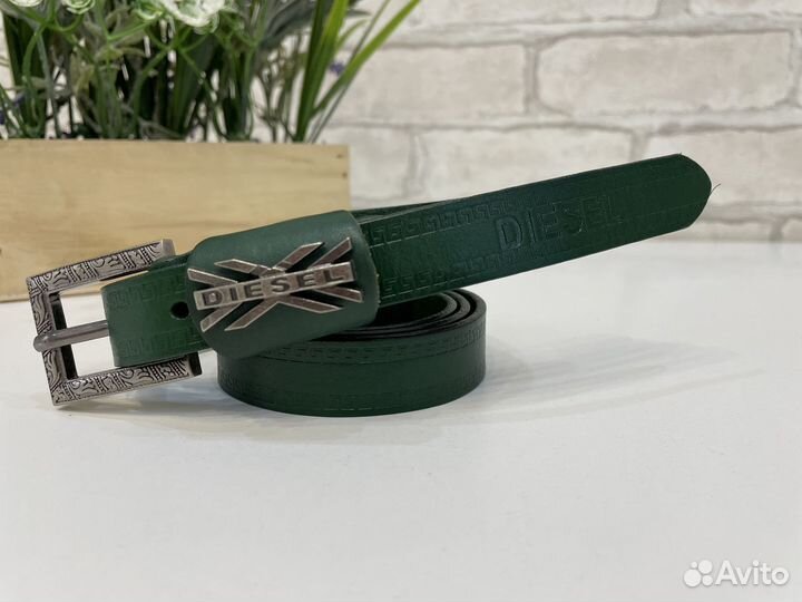 Ремень женский натуральная кожа зеленый