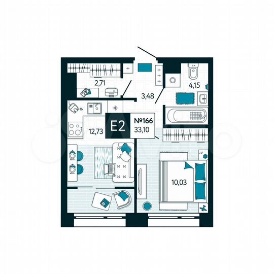 1-к. квартира, 33,1 м², 15/15 эт.