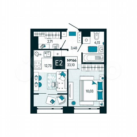 1-к. квартира, 33,1 м², 15/15 эт.