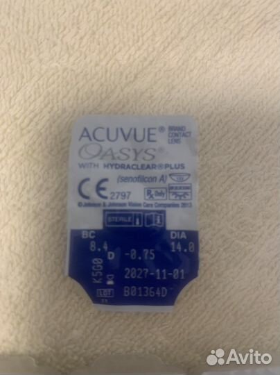 Линзы контактные acuvue oasys двухнедельные -0.75