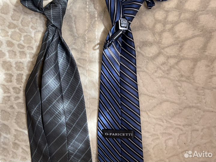Галстуки для школы синий и серый в полоску