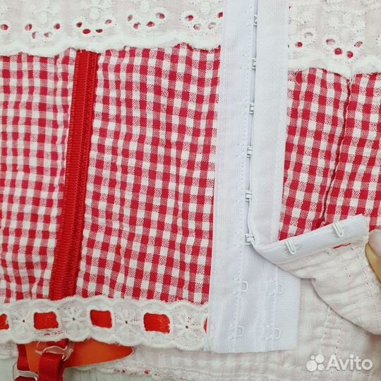 Красный корсет с подвязками (съемные)