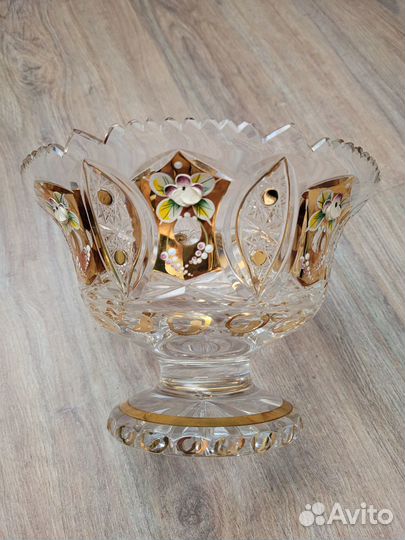 Фруктовница на ножке Хрустальная Багема