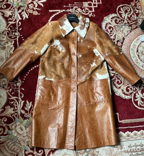 Утеплённое кожаное пальто