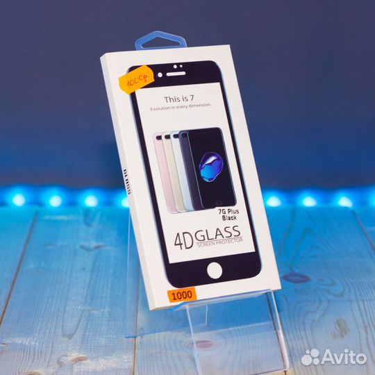 Защитное стекло 4D Glass для iPhone 7Plus Black