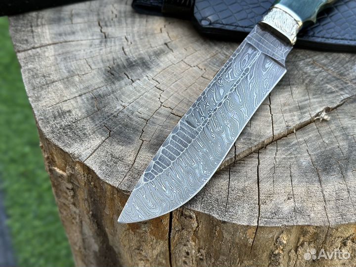 Нож из дамасской стали медведь