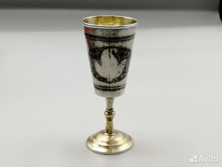 Рюмка 25 мл серебро 875 Звезда позолота чернь