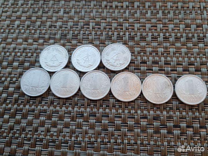 1 пфенинг ГДР, фрг, Германия