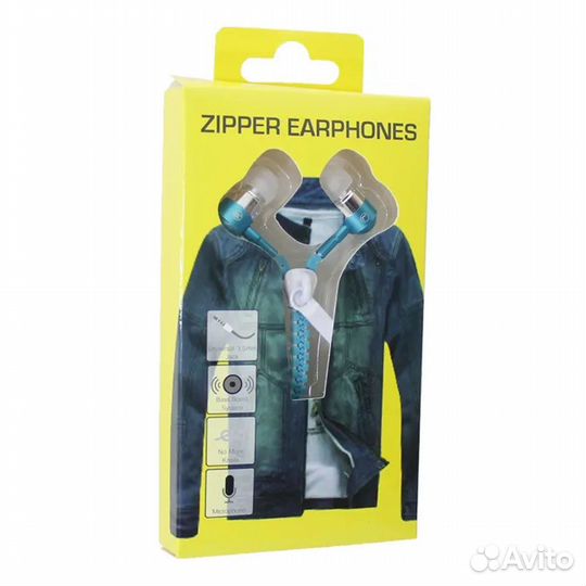 Гарнитура Zipper Earphones (голубой)