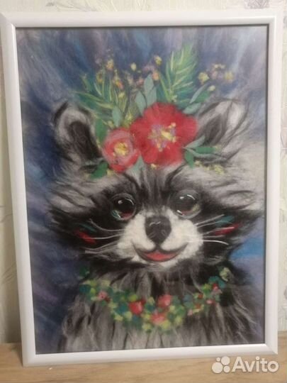 Картина шерстью