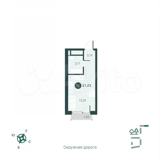 Квартира-студия, 21,2 м², 6/14 эт.