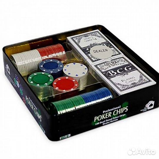 Набор для игры в покер в металлической коробке