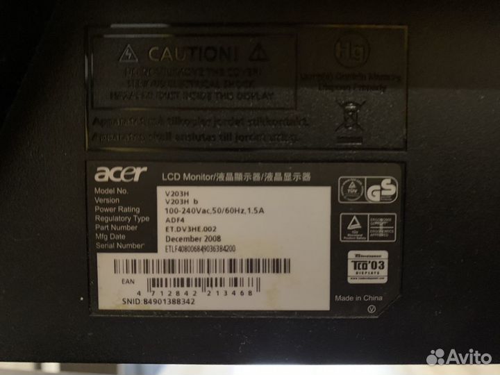 Монитор Acer v203h