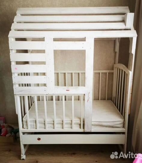 Кроватка-домик матрас длиной 120 см