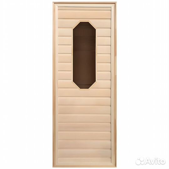 Дверь для Бани липа восьмиугол. стекло (коробка Ос