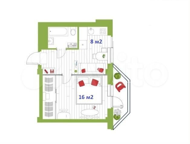 1-к. квартира, 32,1 м², 3/14 эт.