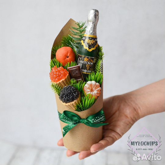 Подарок на новый год с шампанским. Мыло ручной