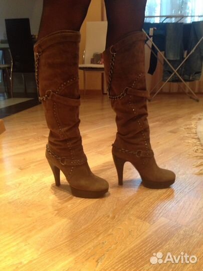 Сапоги осенние Fabi замшевые внутри кожа