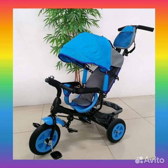 Новый велосипед-коляска с ручкой (на резине)