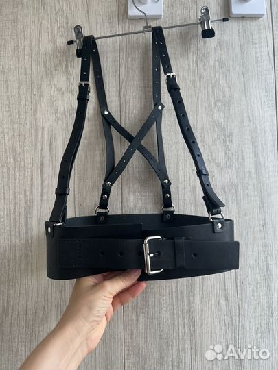 Ремень пояс портупея натуральная кожа S