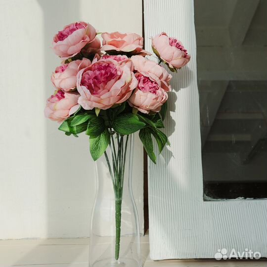 Искусственный букет цветов из 10 голов пиона