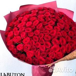 Букет 101 роза красная Цветы