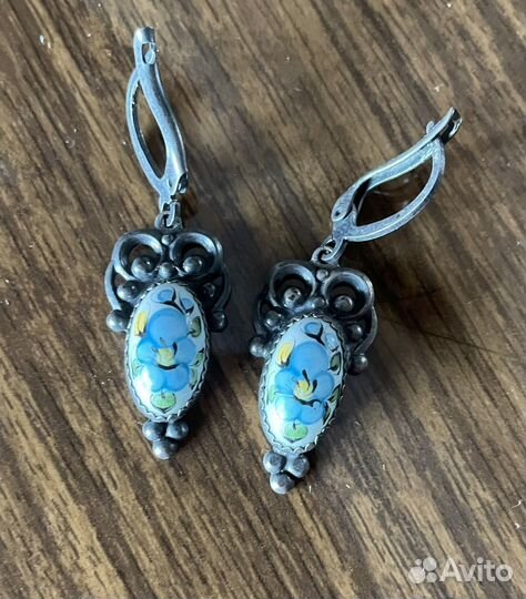 Серьги финифть СССР