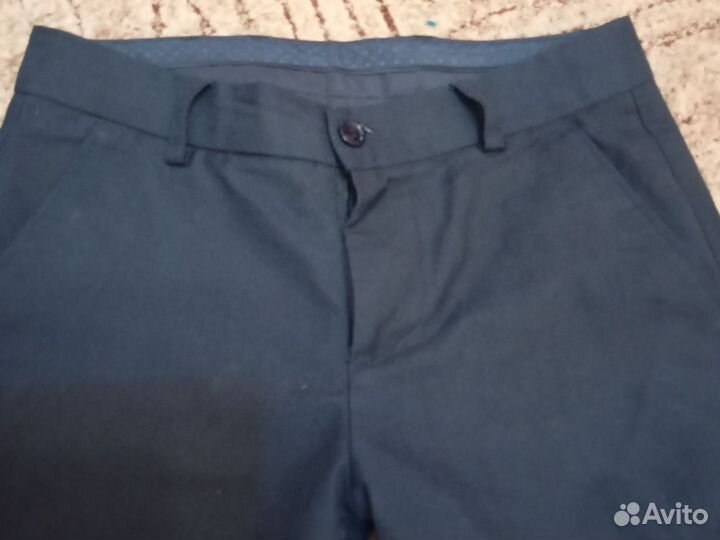 Брючки школьные, синие 140-146