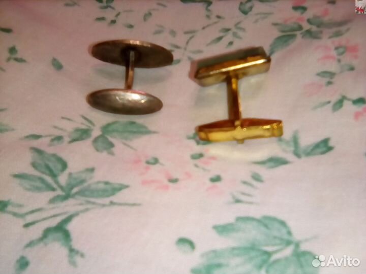 Запонки винтажные мельхиор эмаль клуазоне СССР