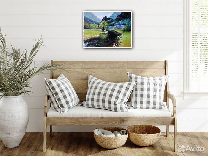 Картина маслом на холсте горный пейзаж