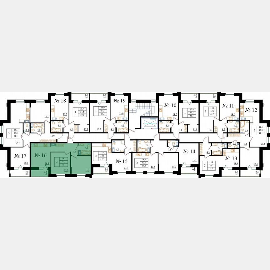 2-к. квартира, 52,7 м², 2/8 эт.