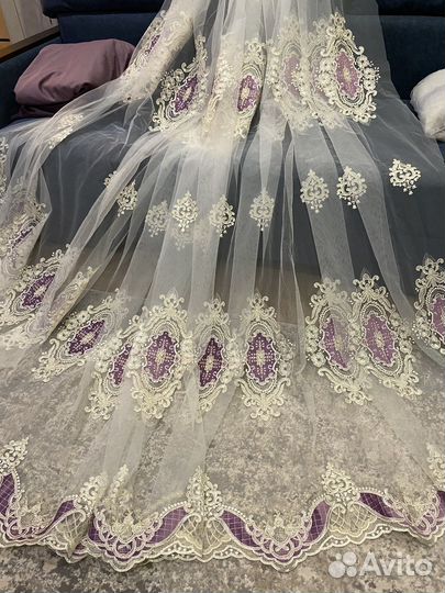 Новый 3Д тюль с камнями (6 видов)