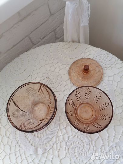 Карамельное стекло сахарница, варенница СССР