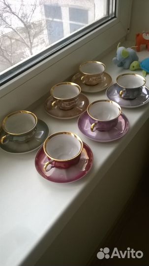 Фарфор Коростень СССР Кофейный набор перламутр