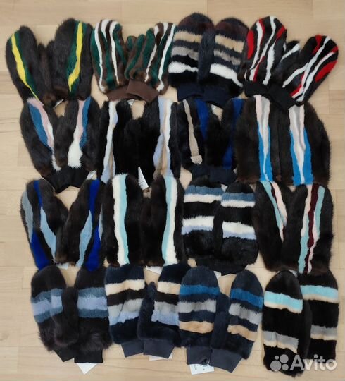 Норковые варежки новые