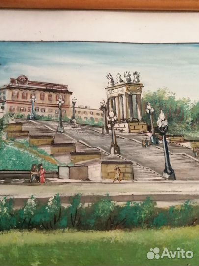 Картина акварель город