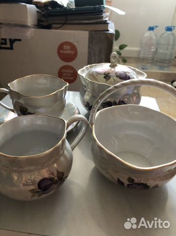 Чайная пара, сахарница, конфетница Коростень